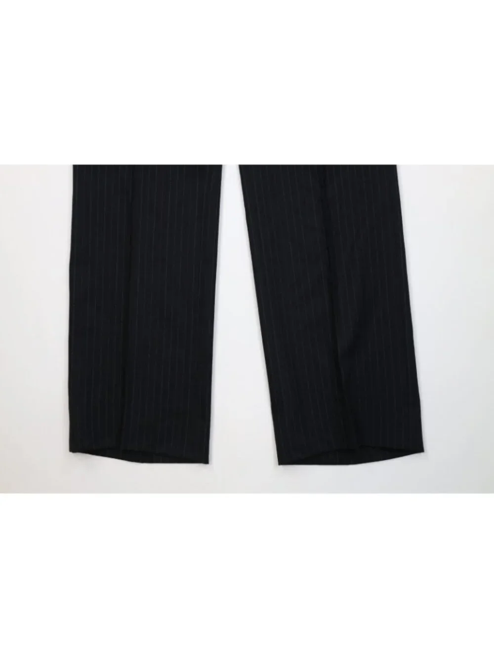 Vintage 70s Mens 42R 2 Piece Wool Suit Striped Wedding Black Wide Leg 38x31 USA